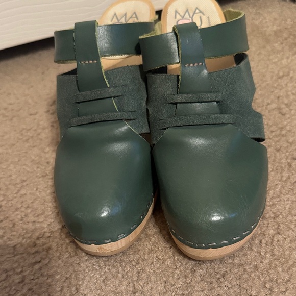 Green Leather Maguba Swedish Women's Clogs 37 *rare color* - Picture 5 of 7